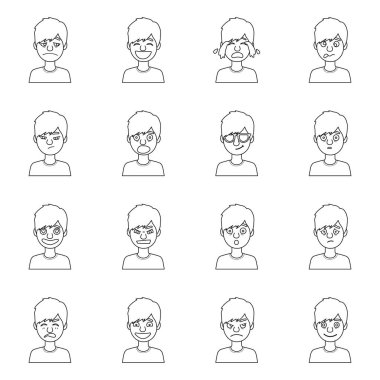 Duygusal adam vektör çizgisi çizimi. Üzgün, gülen, ağlayan adam imajı. Gülen ve ağlayan adam..