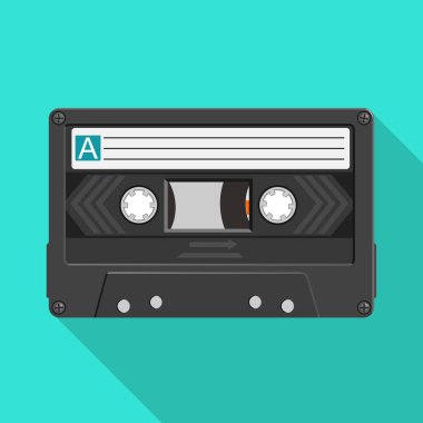 Kaset ve bant sembolünün vektör tasarımı. Kaset ve makara vektör illüstrasyonunun web ögesi.