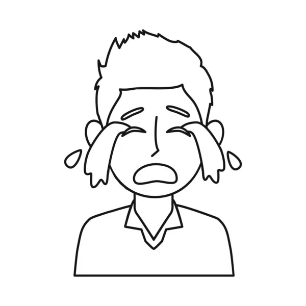 Ilustración vectorial de chico y grito logo. Colección de chico y lágrimas símbolo de stock para la web . — Vector de stock