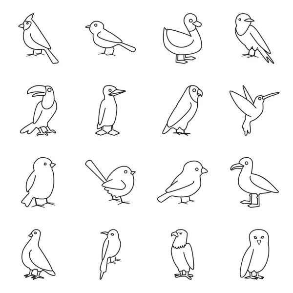 Wildvogellinie Vektor icon.isolation Abbildung des wilden animal.vector Satz von Symbolvogel. — Stockvektor