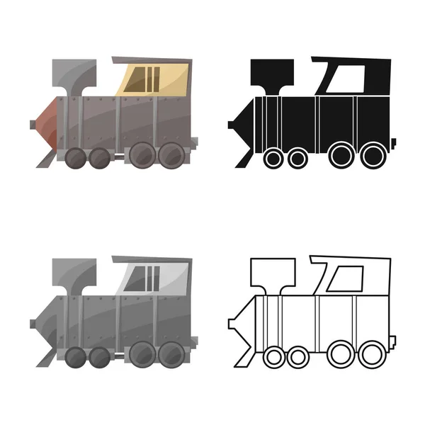 Изолированный объект поезда и старый логотип. Графика поезда и пара символ запаса для веб . — стоковый вектор