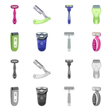 Tıraş ve hijyen sembolünün vektör çizimi. Tıraş ve banyo stok vektör illüstrasyonu koleksiyonu.