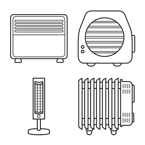 Векторная иллюстрация обогрева и символа оборудования. отопление и символ домашнего запаса для веб . — стоковый вектор