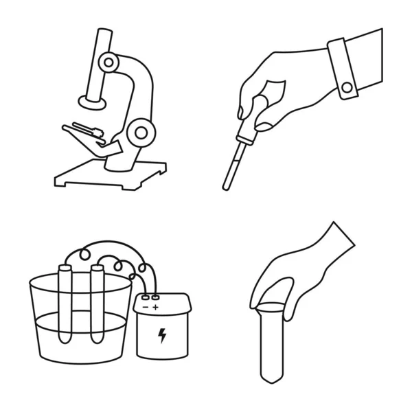 Vektor-Design von Experiment und Chemie-Symbol. Set von Experimenten und Laboraktienzeichen für das Web. — Stockvektor