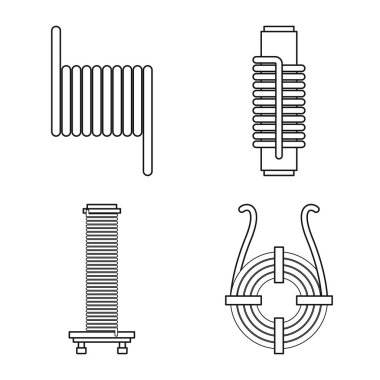 Sarmal ve sıkıştırma ikonunun izole nesnesi. Stok için spiral ve torsiyon vektör simgesi koleksiyonu.