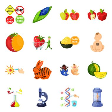 Değiştirilmiş ve genetik logosu olan izole bir nesne. Web için değiştirilmiş ve bilim stoku sembolü kümesi.