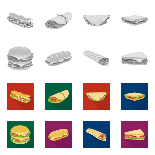Diseño vectorial de la cena y símbolo de la cocina. Colección de cena y desayuno símbolo de stock para la web . — Vector de stock