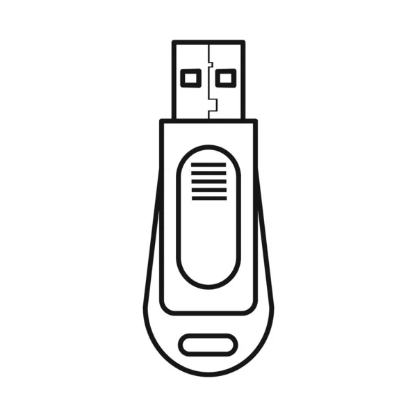 Illustration vectorielle du symbole USB et de la mémoire. Élément Web du symbole de stock USB et bélier pour le web . — Image vectorielle