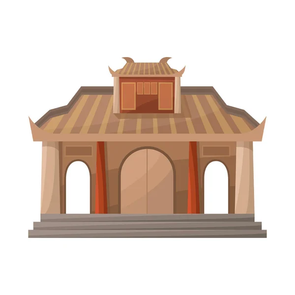 Objek yang terisolasi dari kuil dan logo hanoi. Kumpulan dari kuil dan simbol stok vietnamese untuk web . - Stok Vektor