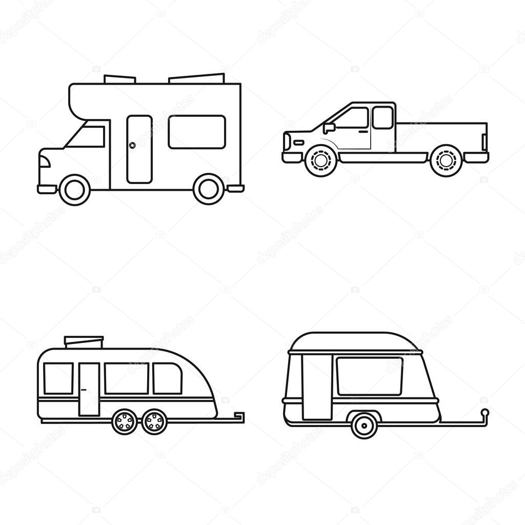 Isolated object of transport and drive logo. Set of transport and trailering vector icon for stock.