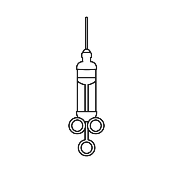 Изолированный объект шприца и логотип инструмента. Графика шприца и игольчатого инвентаря для паутины . — стоковый вектор