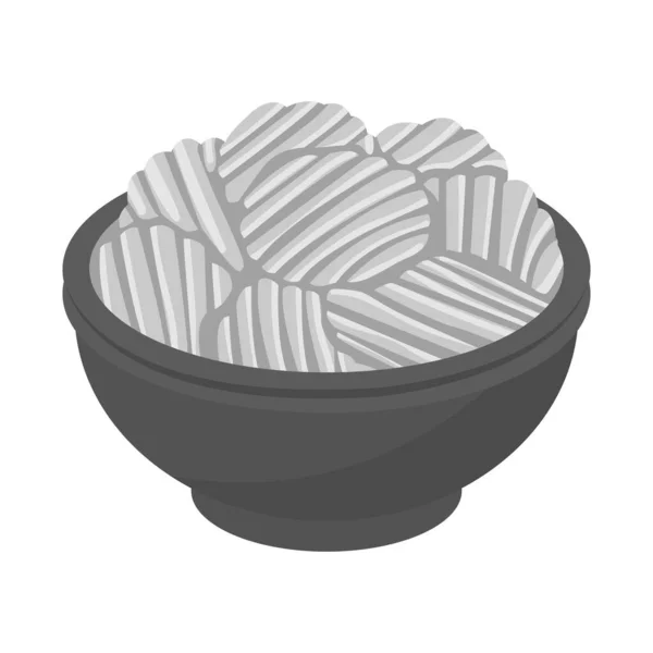 Векторный дизайн чаши и значок чипа. Веб-элемент иконки вектора миски и картофеля на складе . — стоковый вектор