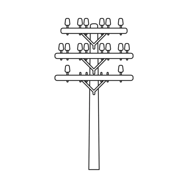 Διάνυσμα σχεδίασης στύλου και ξύλινης εικόνας. Στοιχείο ιστού του πυλώνα και ηλεκτρικό διανυσματικό εικονίδιο για απόθεμα. — Διανυσματικό Αρχείο