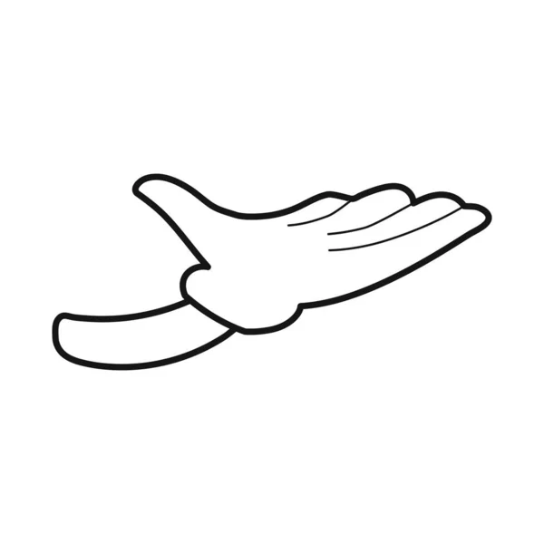 Objet isolé de la paume et du logo de la main. Graphique de la paume et le symbole stock de gants pour la toile . — Image vectorielle