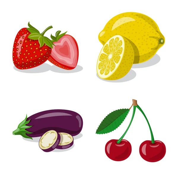 Isolated object of vegetable and fruit symbol. Set of vegetable and vegetarian vector icon for stock. — Stock Vector