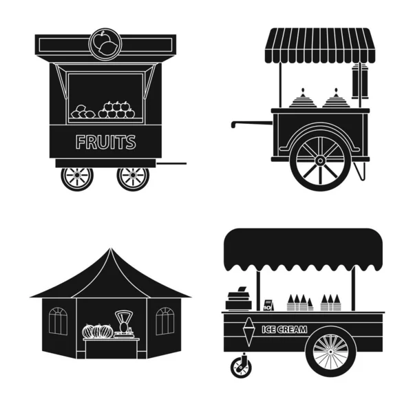 Ilustración vectorial del mercado y del logotipo exterior. Conjunto de ilustración de mercado y vector de stock de alimentos . — Vector de stock