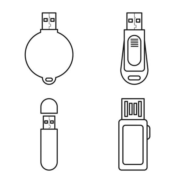 Ilustração vetorial da unidade e logotipo flash. Conjunto de drive e ilustração de vetor de estoque de segurança . — Vetor de Stock