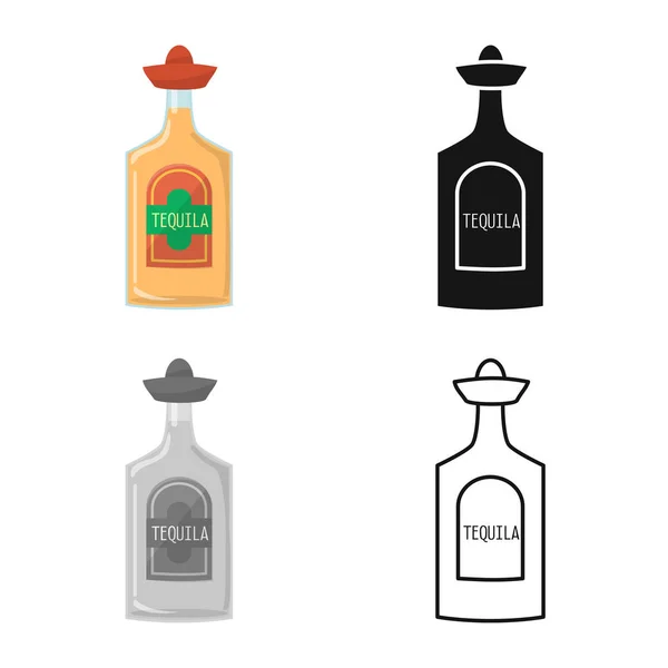 Objeto aislado de botella e icono de tequila. Gráfico de botella y el icono del vector de vidrio para stock . — Vector de stock