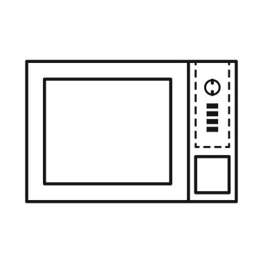 Fırın ve konveksiyon sembolünün vektör çizimi. Fırının grafiği ve mikrodalga stok vektörü çizimi.