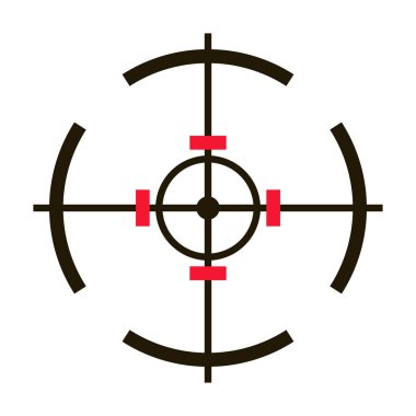 Keskin nişancı görüş ikonu. Siyah vektör ikonu beyaz arka plan nişancı görüşünde izole edildi..