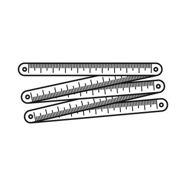 Ayrı bir cetvel ve ölçü simgesi. Cetvel ve alet vektör illüstrasyonunun grafiği.