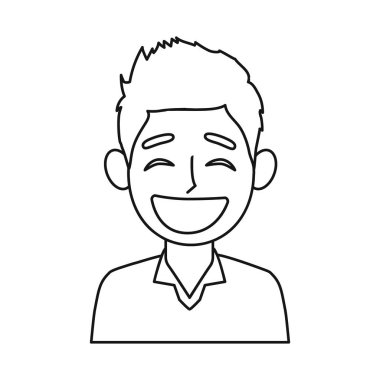 Erkeğin vektör tasarımı ve kahkaha sembolü. Bir grup adam ve web için duygu sembolü.