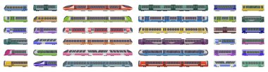 Metronun beyaz arkaplandaki vektör illüstrasyonu. Karikatür simgesi ulaşım metrosu. Vektör illüstrasyonu simge metro tren seti..