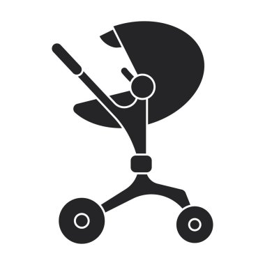 Stroller vektör simgesi. Siyah vektör simgesi beyaz arka plan pusetinde izole edildi.