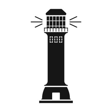 Deniz feneri vektör simgesi. Siyah vektör simgesi beyaz arka plan deniz fenerinde izole edildi.