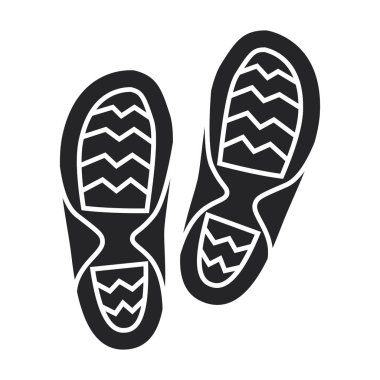 Ayakkabı vektörü simgesinin baskısı. Siyah vektör simgesi, ayakkabı izinin beyaz arka planında izole edildi .