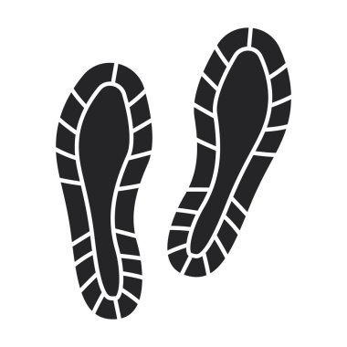Ayakkabı vektörü simgesinin baskısı. Siyah vektör simgesi, ayakkabı izinin beyaz arka planında izole edildi .