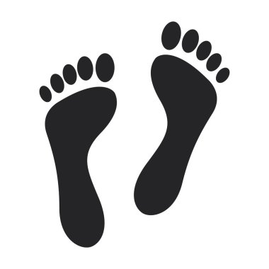 Ayak vektör simgesinin baskısı. Siyah vektör simgesi ayak izinin beyaz arka planında izole edildi .