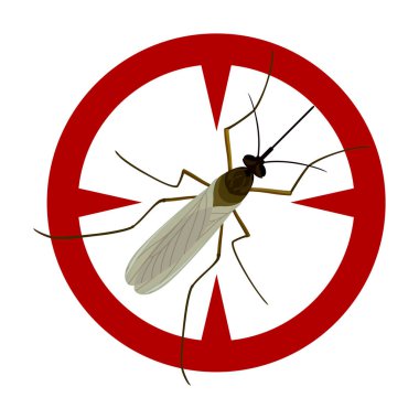 Sivrisinek vektör simgesi. Çizgi film vektör simgesi beyaz arkaplan sivrisineği üzerinde izole edildi.