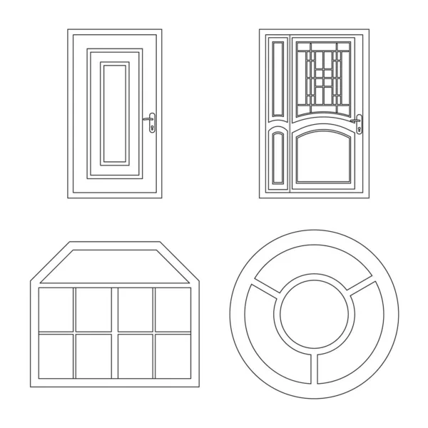 Conception vectorielle de la porte et de l'icône avant. Ensemble de porte et illustration vectorielle en bois . — Image vectorielle