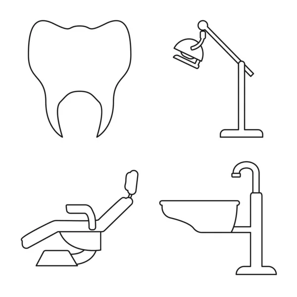 Векторная иллюстрация знака стоматологии и гигиены. Коллекция векторных иллюстраций по стоматологии и стоматологии . — стоковый вектор