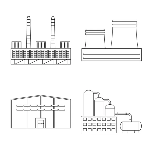 Diseño vectorial de fabricación y símbolo de la empresa. Conjunto de fabricación y estructura símbolo de stock para web . — Archivo Imágenes Vectoriales