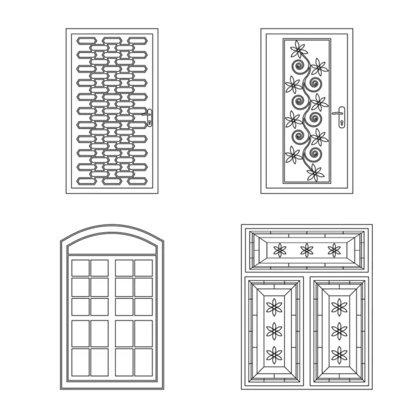 Vector ontwerp van pictogram deur- en voorzijde. Verzameling van deur en houten aandelensymbool voor web. — Stockvector