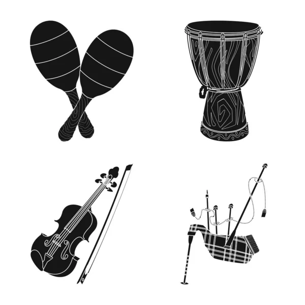 Objeto aislado de música y símbolo de melodía. Colección de música e ilustración de vector de stock de herramientas . — Vector de stock