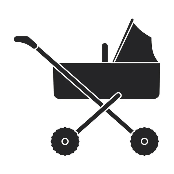 Stroller vector icon.black vector icon 은 흰색 배경 유모차에 분리 된다.. — 스톡 벡터