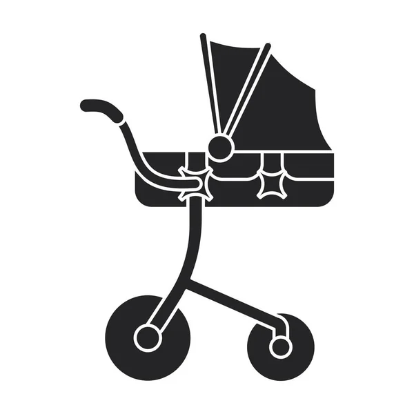 Ikona wektora spaceru Czarna ikona wektora izolowana na białym wózku tła. — Wektor stockowy