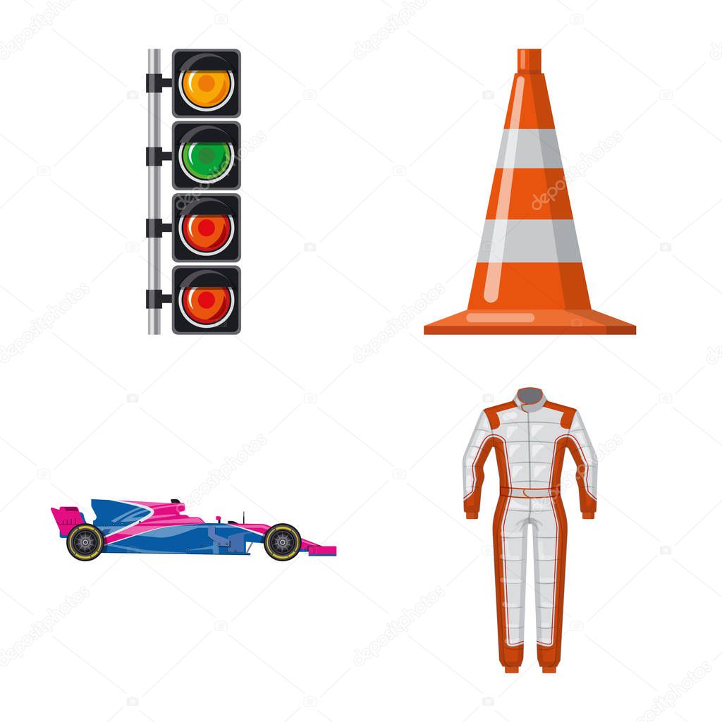 Vector design of car and rally logo. Collection of car and race vector icon for stock.