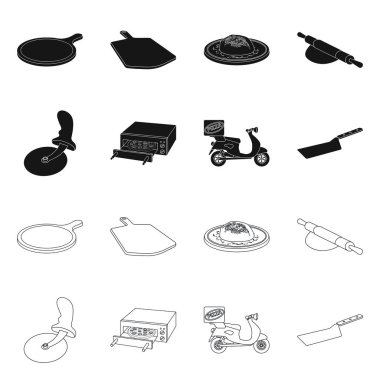 Pizza ve gıda logo vektör tasarımı. Pizza ve İtalya hisse senedi simgesi için web topluluğu.