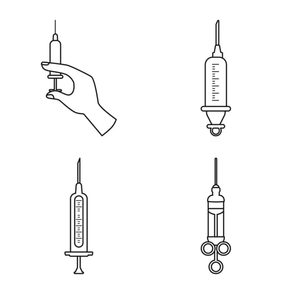 予防接種と薬局の看板のベクトルデザイン。予防接種と研究室のストック図のセット. — ストックベクタ