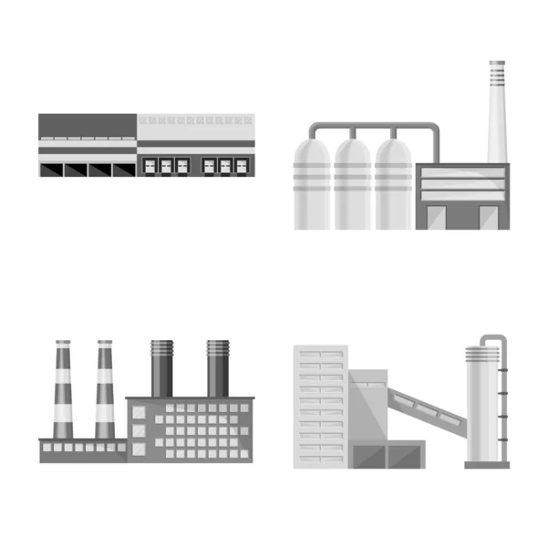 Na białym tle obiekt struktury produkcji i symbolu. Zbiór produkcji i technologii Stockowa ilustracja wektorowa. — Wektor stockowy