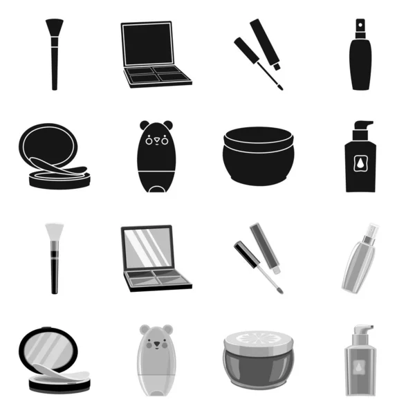 Isoliertes Objekt von Make-up und Produktschild. Set von Make-up und Kosmetologie Stock Vector Illustration. — Stockvektor