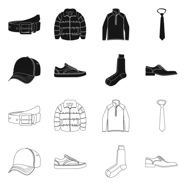 Vectorillustratie van mens en kleding pictogram. Instellen van de mens en dragen aandelensymbool voor web. — Stockvector