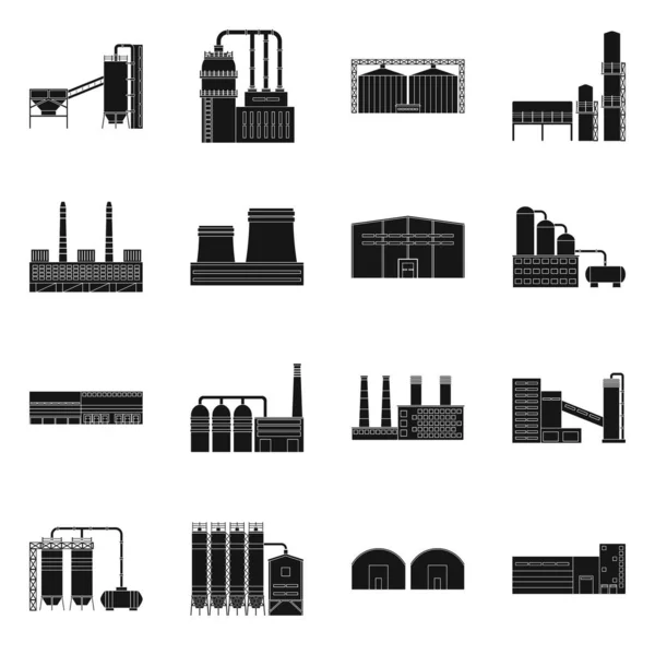 Vektoros illusztráció az építészet és a technológia ikonjára. Az építészet és épületállomány-szimbólum gyűjteménye. — Stock Vector