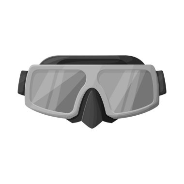 Gözlük ve maske simgesinin vektör çizimi. Gözlüklerin grafiği ve dalış vektörü çizelgesi.