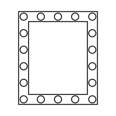 Ayna tasarımı ve aydınlatma işareti. Ağ için ayna ve film amblemi ögesi.