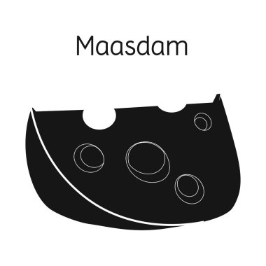 Peynir ve maasdam tabelalarının vektör tasarımı. Peynir ve parça vektör illüstrasyonunun grafiği.